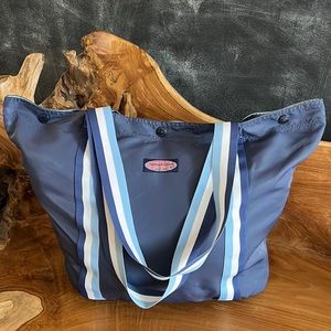 Vineyard Vines Large Blue Nylon Tote Weekender Overnighter Beach Bag 3 Snap Top